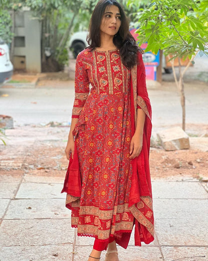 Anarkali Hand worked Red Dress